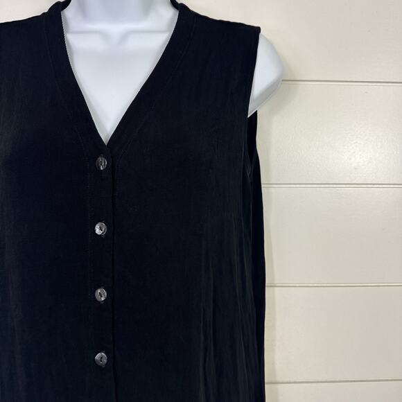 Chico's Travelers Ribbed Sleeveless Button Front Vest Black sz 1 / Medium - Picture 3 of 6